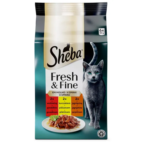 Kačių ėdalas SHEBA MINI su mėsa, 6 x 50 g