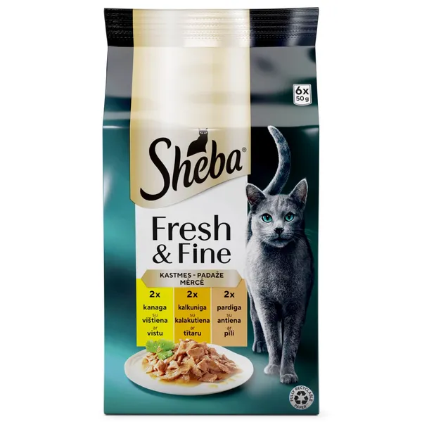 Kačių ėdalas SHEBA MINI su paukštiena, 6 x 50 g