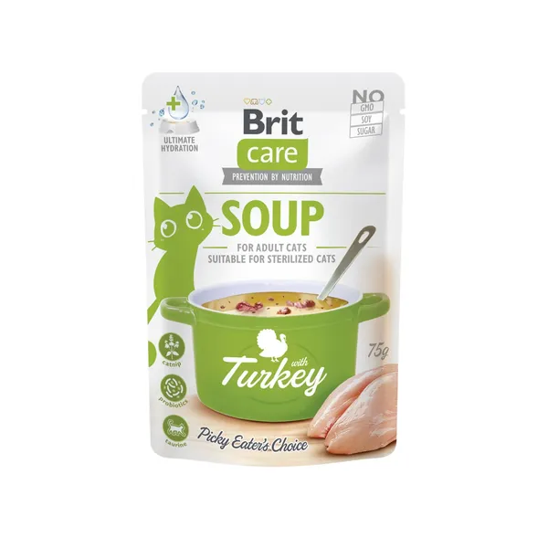 Kačių ėdalo papildas BRIT CARE CAT SOUP TURKEY, 75 g