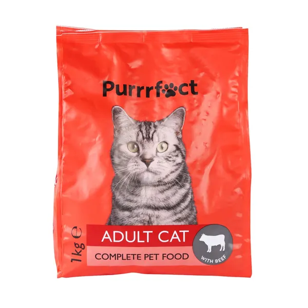 Pilnavertis suaugusių kačių maistas PURRRFECT su jautiena, 1 kg