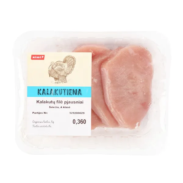 Kalakutų krūtinėlės filė pjausniai RIMI, A klasė, 360 g
