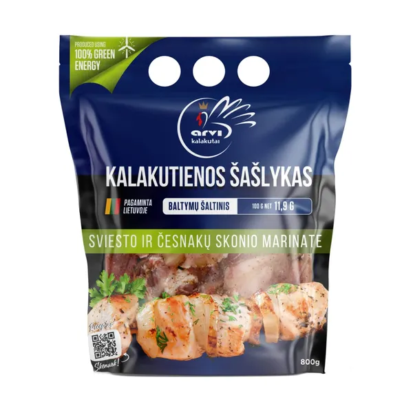 Kalakutienos šašlykas sviesto ir česnakų skonio marinate ARVI, 800 g