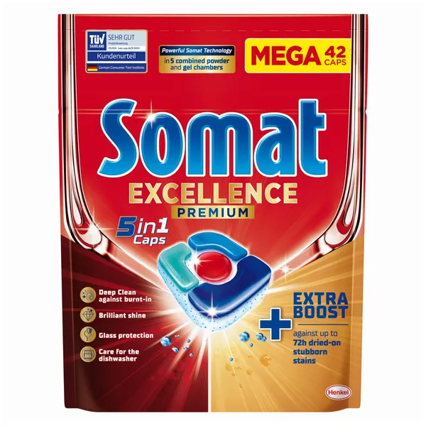 Kapsulės indaplovėms SOMAT EXELLENCE PREMIUM 5IN1, 42 vnt