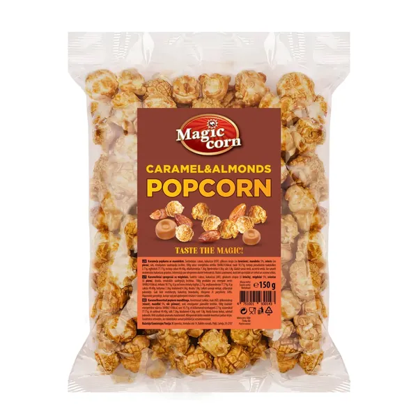 Karamelizuoti skrudinti kukurūzai su migdolais MAGIC CORN, 150 g