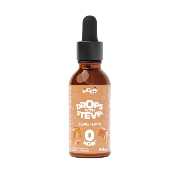 Karamelės skonio stevijos lašai LOCCO, 50 ml