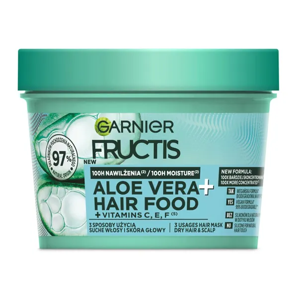 Kaukė normaliems ir sausiems plaukams GARNIER FRUCTIS ALOE HAIR FOOD, 400 ml