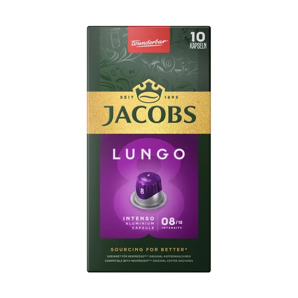 JACOBS LUNGO 8 INTENSO maltos kavos kapsulės, 10 vnt