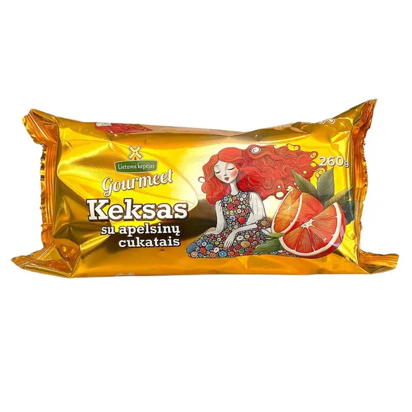 Keksas su apelsinų cukatomis, 260 g