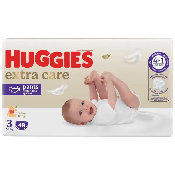 Kelnaitės HUGGIES EXTRA CARE PANTS, 3, 6-11kg, 48 vnt