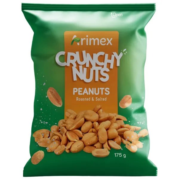 Kepinti žemės riešutai su druska CRUNCHY NUTS ARIMEX, 175 g