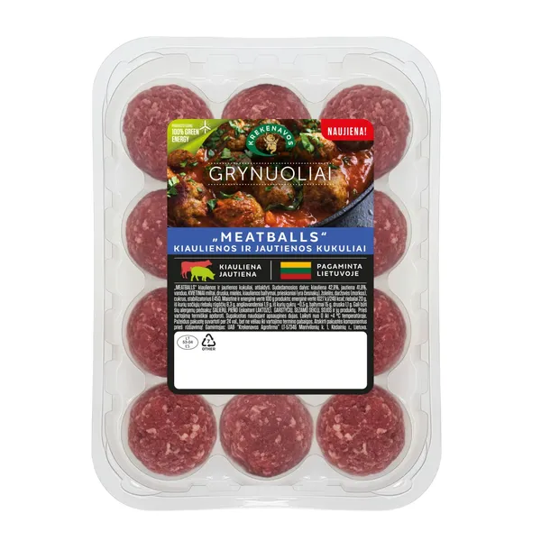 Kiaulienos ir jautienos mėsos kukuliai GRYNUOLIAI, 300 g
