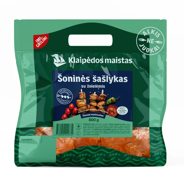 Kiaulienos šoninės šašlykas su žolelėmis, sausai marinuotas KLAIPĖDOS MAISTAS, 800 g