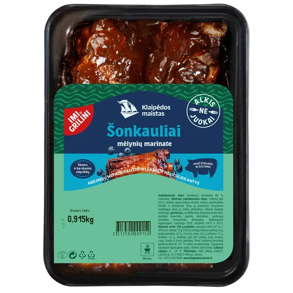 Kiaulienos šonkauliai mėlynių marinate KLAIPĖDOS MAISTAS, 1 kg