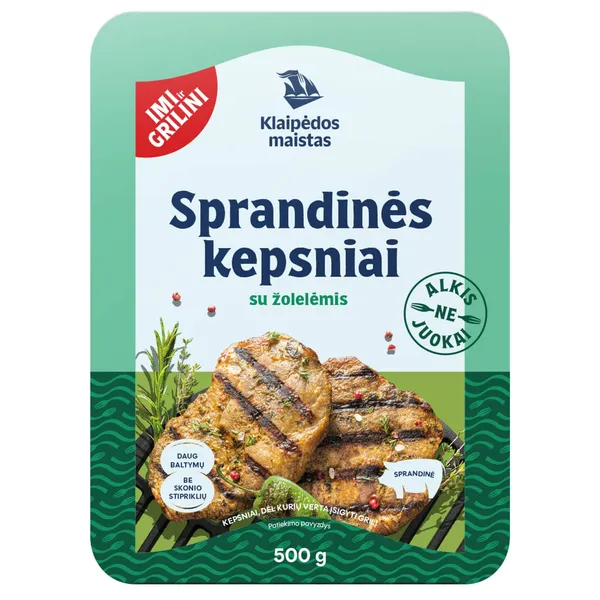 Kiaulienos sprandinės kepsniai su žolelėmis KLAIPĖDOS MAISTAS, 500 g