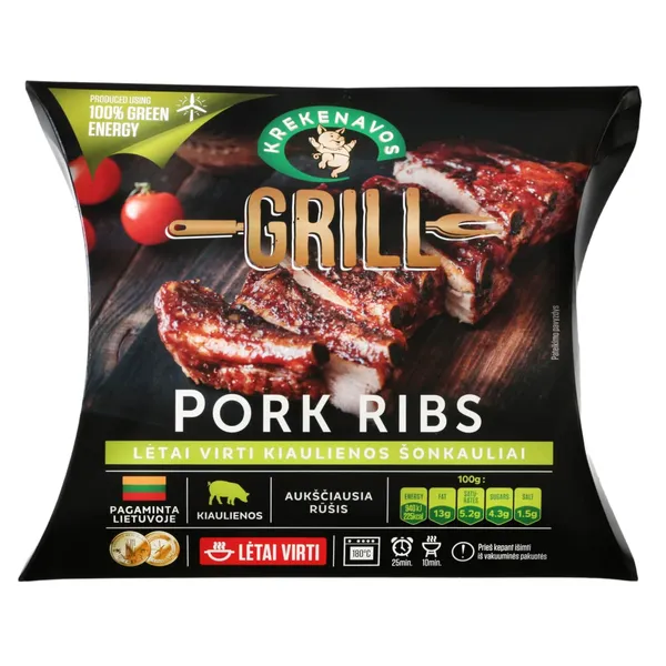 Lėtai virti kiaulienos šonkauliai su barbekiu padažu GRILL, a. r., 1 kg