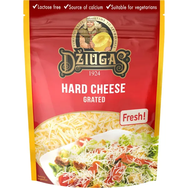 Sūris DŽIUGAS, tarkuotas, 40%, be laktozės, 100 g