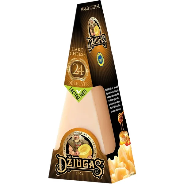 Sūris DŽIUGAS Delicate, 24 mėn., 40% RSM, be laktozės, 180 g