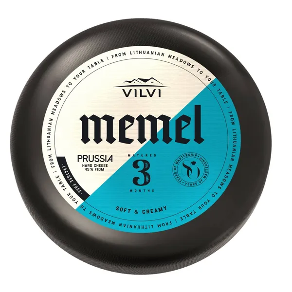 Kietasis sūris VILVI MEMEL PRUSSIA, brandintas 3 mėnesius, 45 % riebumo, 1 kg