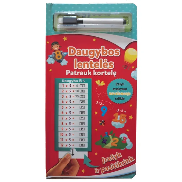 Knyga DAUGYBOS LENTELĖS. PATRAUK KORTELĘ, 7-10 m