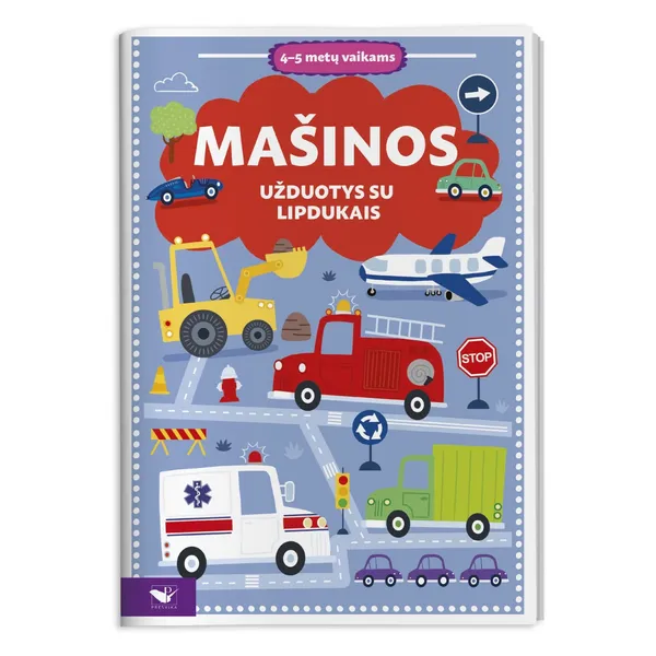 Knyga MAŠINOS. UŽDUOTYS SU LIPDUKAIS 4-5 METŲ VAIKAMS
