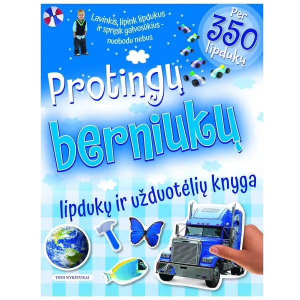 Knyga PROTINGŲ BERNIUKŲ LIPDUKŲ IR UŽDUOTĖLIŲ KNYGA, 3-6 m.