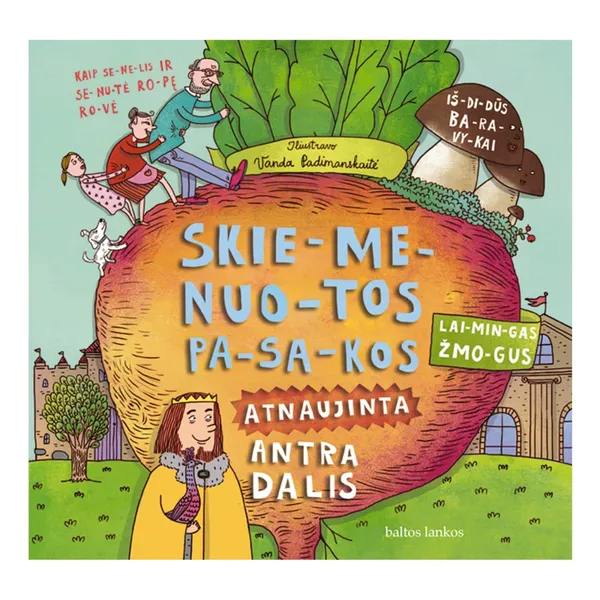 Knyga SKIEMENUOTOS PASAKOS. ATNAUJINTA ANTRA DALIS. KAIP SENELIS IR SENUTĖ ROPĘ ROVĖ, IŠDIDŪS BARAVYKAI, LAIMINGAS ŽMOGUS, nuo 5 iki 6 metų