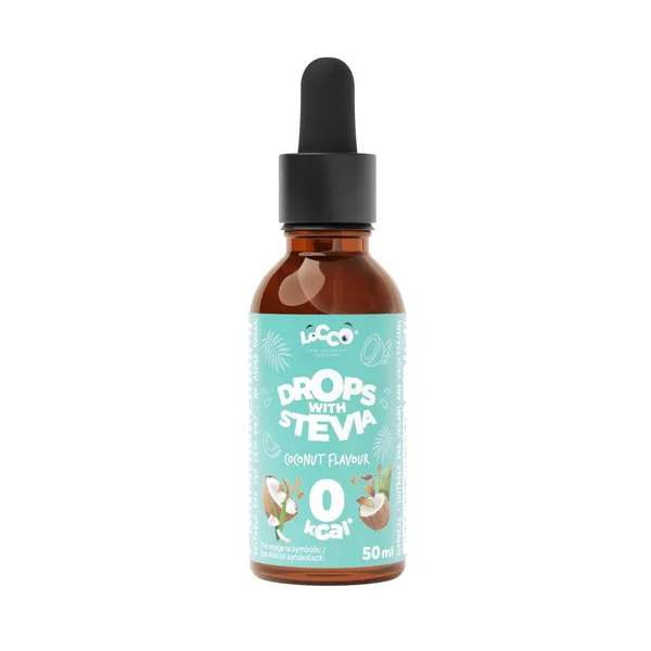 Kokoso skonio stevijos lašai LOCCO, 50 ml