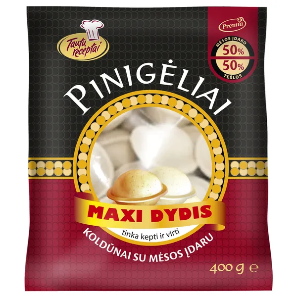 Koldūnai TAUTŲ RECEPTAI PINIGĖLIAI MAXI, su mėsos įdaru, 400 g