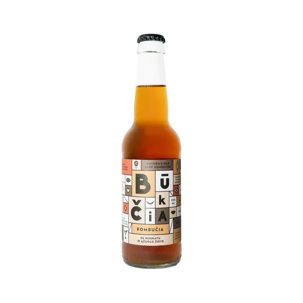 Nealkoholinis fermentuotas arbatos gėrimas BŪKČIA su muskatu ir ąžuolo žieve, 330 ml