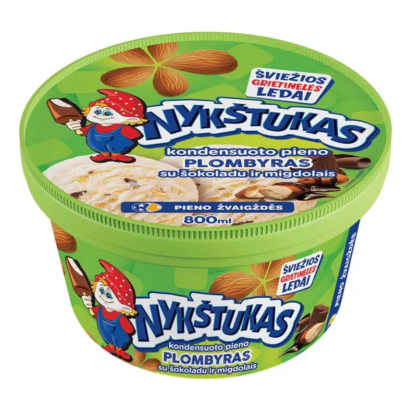 Kondensuoto pieno skonio plombyras su šokoladu NYKŠTUKAS, 800 ml / 450 g