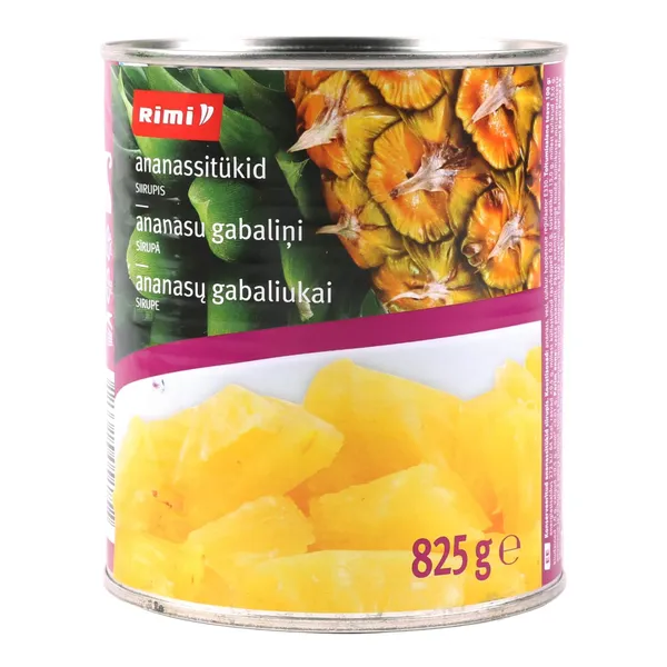 Ananasu gabaliņi sīrupā Rimi 825g/490g