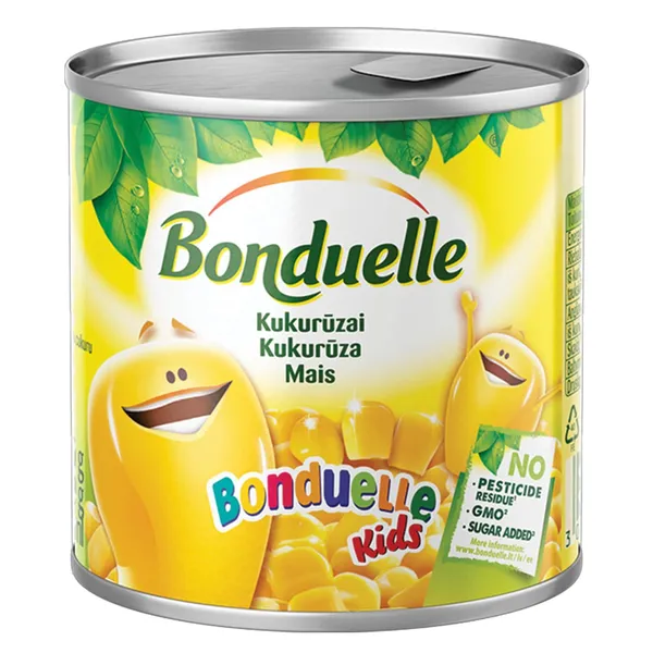 Konservuoti auksiniai kukurūzai BONDUELLE KIDS, 170 g / 140 g