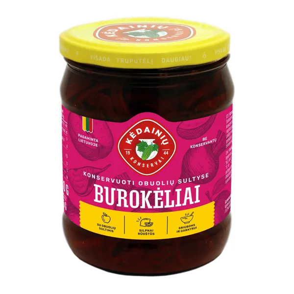 Konservuoti burokėliai obuolių sultyse KĖDAINIŲ KONSERVŲ FABRIKAS, 480 g / 265 g