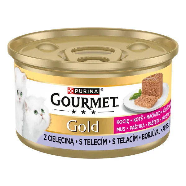 Konservuotas kačiukų ėdalas GOURMET GOLD MOUSSE, su veršiena, 85 g