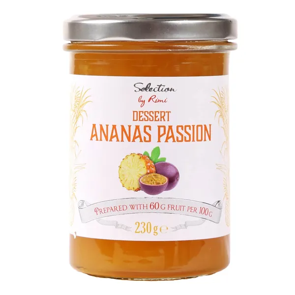 Konservuotų vaisių desertas iš ananasų ir pasiflorų SELECTION BY RIMI, 230 g