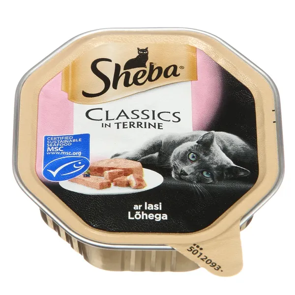 Konservuotas kačių ėdalo indelis su lašiša SHEBA, 85 g