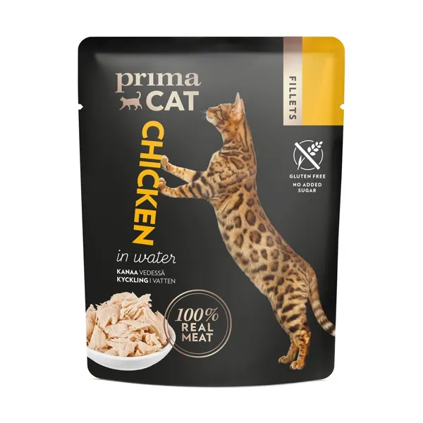 Konservuotas kačių ėdalas vištienos filė vandenyje PRIMACAT, 50 g