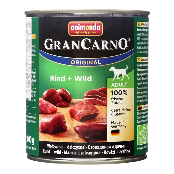 Konservuotas šunų ėdalas su jautiena GRAN CARNO ADULT, 800 g