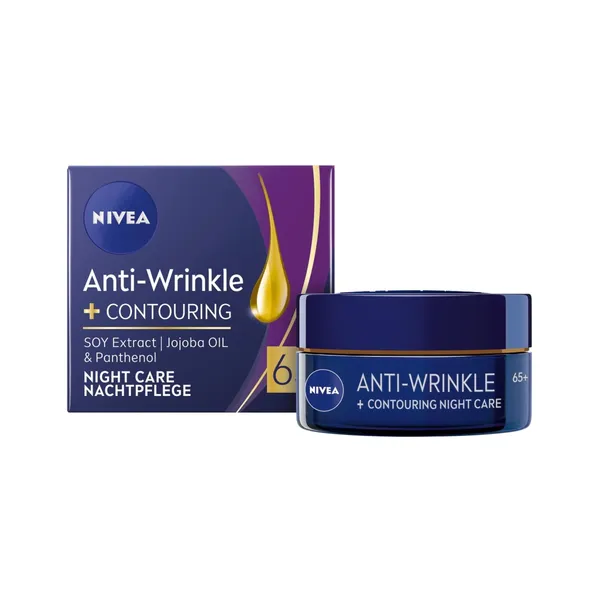 Kontūrus gražinantis Nivea naktinis kremas nuo raukšlių 65+