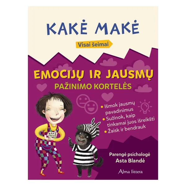 Kortelės Asta Blandė KAKĖ MAKĖ EMOCIJŲ IR JAUSMŲ PAŽINIMO KORTELĖS, nuo 3 iki 6 metų