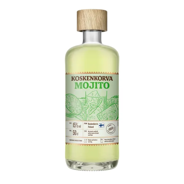 Spiritinis gėrimas KOSKENKORVA MOJITO LIME&MINT, 15%, 0,5 l