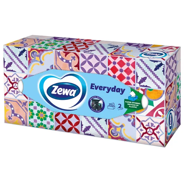 Kosmetinės servetėlės ZEWA EVERYDAY, 2sluoksnių, 100vnt.