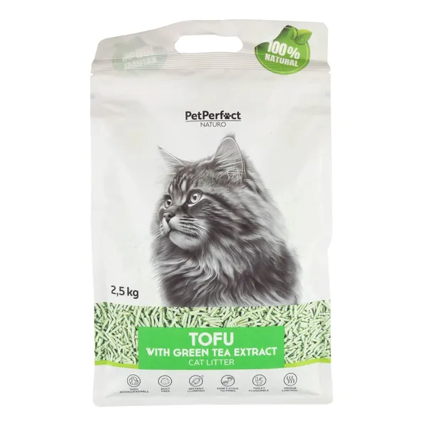 Kraikas katėms su žaliosios arbatos ekstraktu PET PERFECT TOFU, 2,5 kg