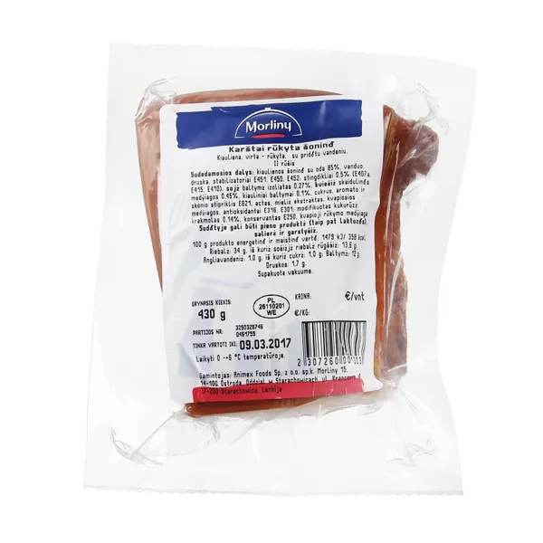 Karštai rūkyta kiaulienos šoninė Morliny, II.r., 1 kg