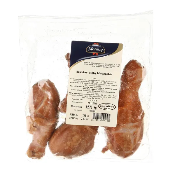 Karštai rūkytos vištų blauzdelės MORLINY vak., I r., 1kg