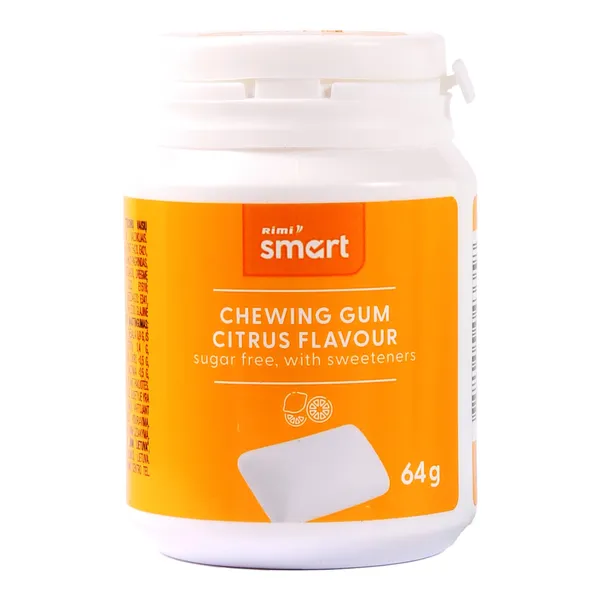 Kramtomoji guma RIMI SMART citrusinių vaisių skonio, su saldikliais, 64 g