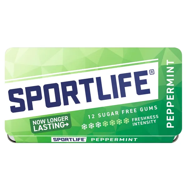 Kramtomoji guma SPORTSLIFE PEPPERMINT su saldikliu, 18 g