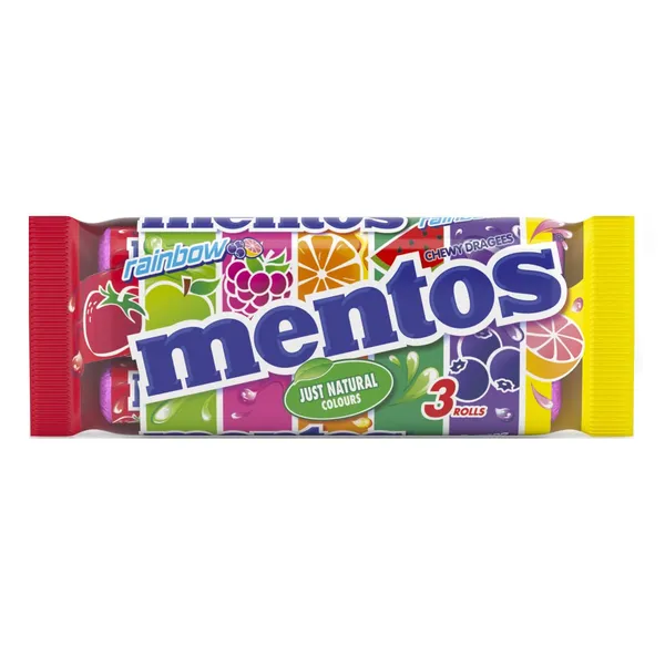 Kramtomieji saldainiai MENTOS RAINBOW, 3 vnt., 112,5 g