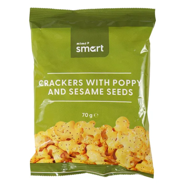 Krekeriai su aguonomis ir sezamų sėklomis RIMI SMART, 70 g