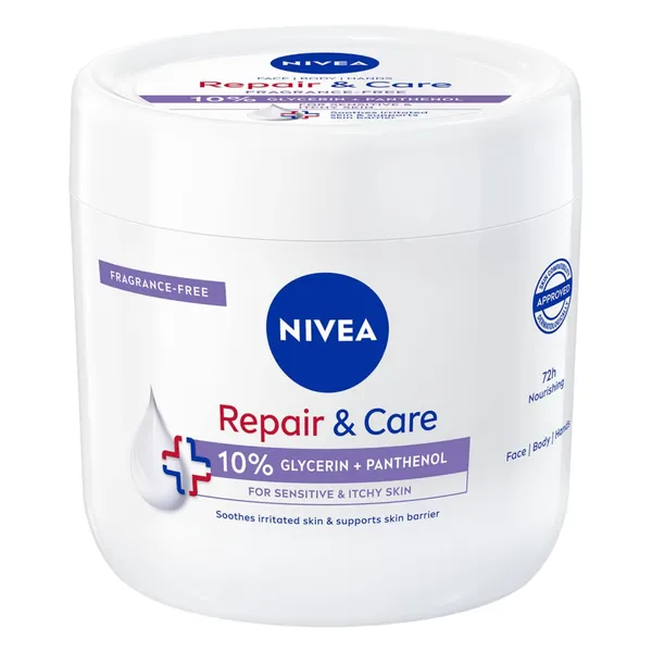 Kūno kremas jautriai odai NIVEA REPAIR & CARE, 400 ml